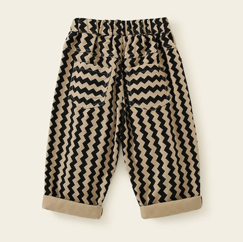 NWT Boys Neutral Chevron Zig Zag Pants - Size 6-7 - Picture 3 of 11